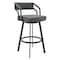 Armen Living Scranton 26" Swivel Modern Black Metal and Slate Gray Faux Leather Barstool 721535752263 - alternate 1